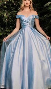 Light blue formal evening ball gown, Cinderella, prom.